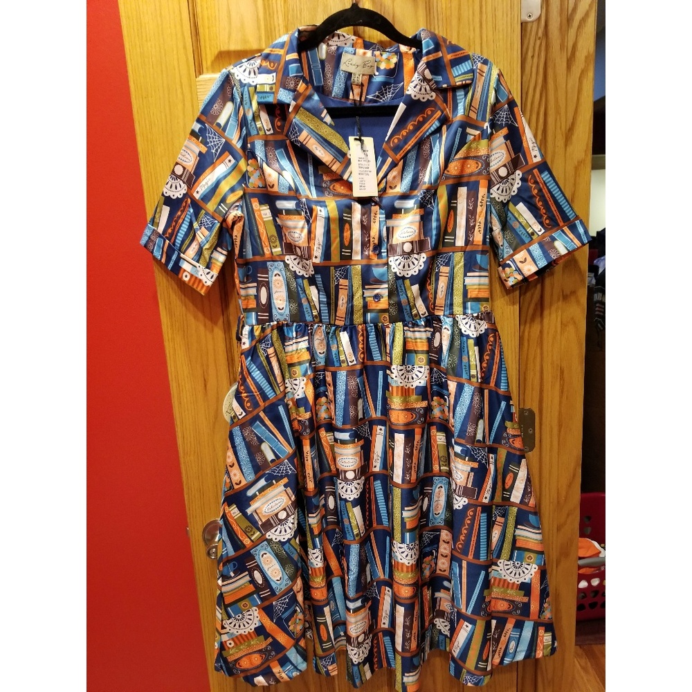 UK 16/US 12 NWT 'Bletchley' Book Turquoise Dress